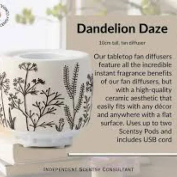 BNIB Scentsy Dandelion Daze Tabletop Fan Diffuser - Picture 7 of 11